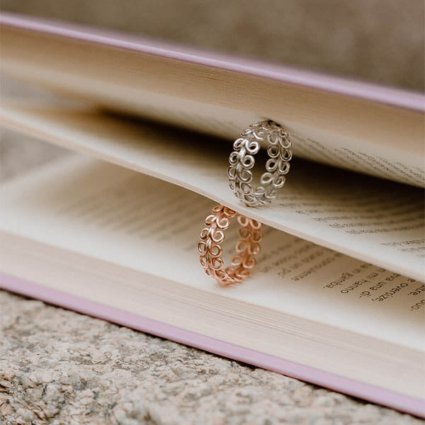 Anelli fedine made in italy argento oro rosa ghirigori