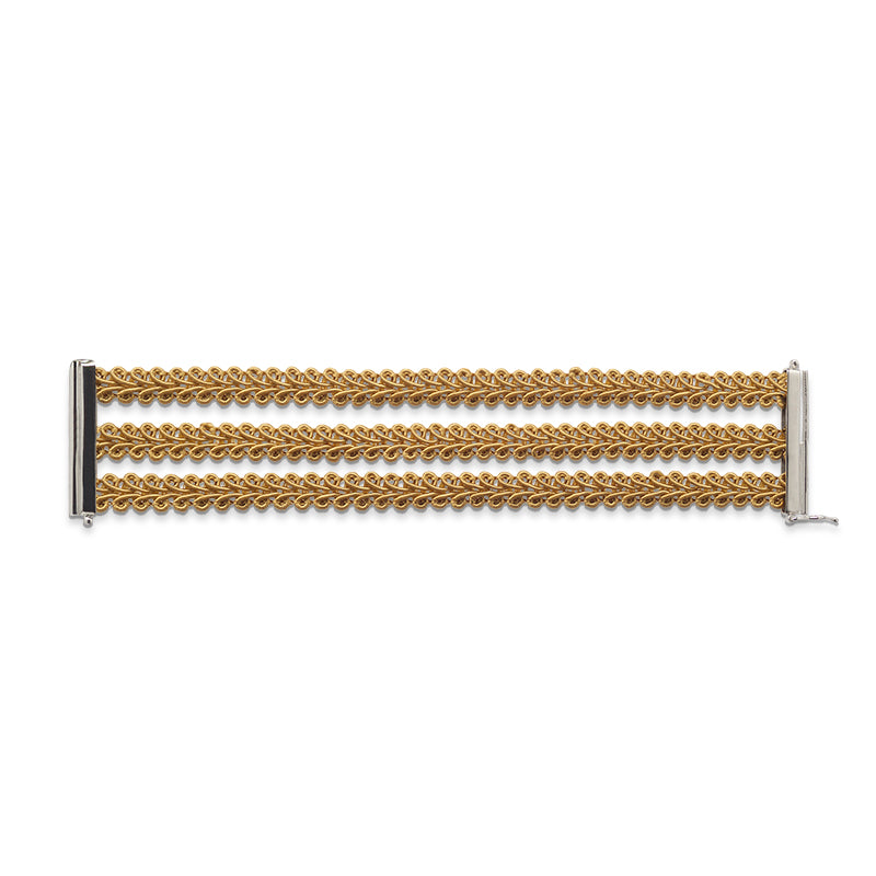 bracciale argento tre nastri sottili passamaneria made in italy sabbia beige