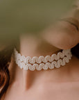 collana girocollo choker argento passamaneria bianca due nastri made in italy