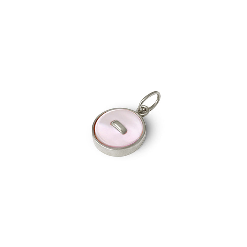 piccolo ciondolo argento bottoncino madreperla rosa made in italy