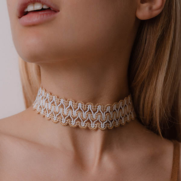 collana girocollo choker argento passamaneria bianca oro made in italy