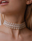 collana girocollo choker argento passamaneria bianca oro made in italy